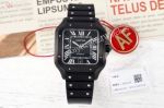 Cartier Santos 9015 Automatic Movement Black Leather Strap Black 39.8*47.5mm Watch
